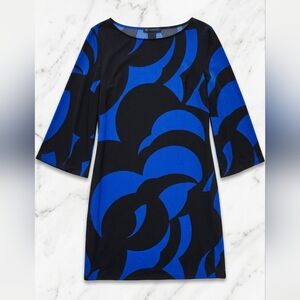 INC International Concepts Royal Blue &Black Abstract Dress Size L